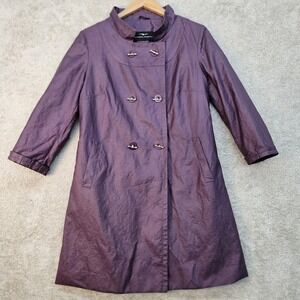 Violanti Visconf Italy Linen Blend Trench Coat‎ Womens IT 44 Purple Designer